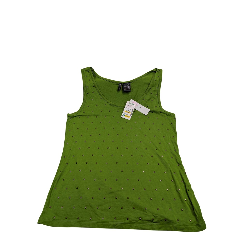 Etoile Womens Studded Scoop Neck Tank‎ Top Large Peridot Green NWT
